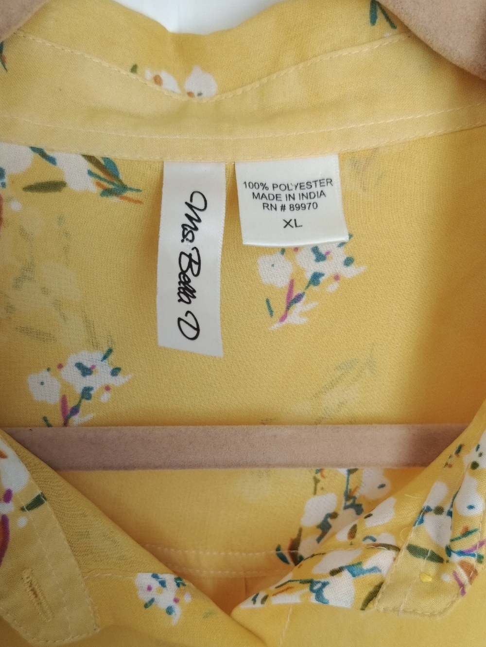 Ms. Bella D Yellow Floral Button-Up Sheer Blouse - Picture 2 of 4